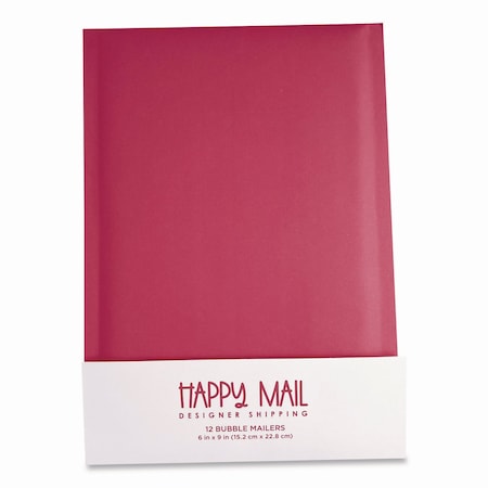 Happy Mail Self-Sealing Bubble Mailer, 6 x 9, Pink, 12PK 245155