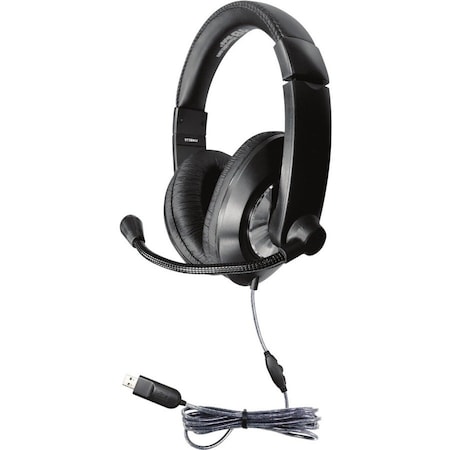 Hamiltonbuhl Hamilton Buhl Smart-Trek Deluxe-Sized Headsets with In-Line Volume Control and USB Plug ST2BKU