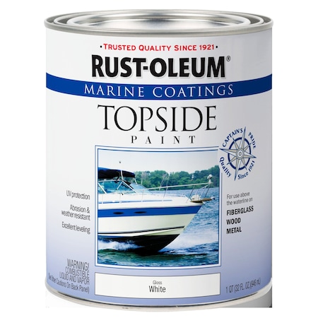 Rust-Oleum Marine Coatings Topside Paint, Gloss, White, 1 Quart 206999