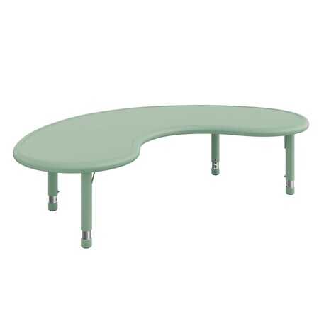 Flash Furniture Commercial Half-Moon Adjustable Height Classroom Activity Table-Sage, 65x35 YU-YCX-004-2-MOON-TBL-SAGE-GG