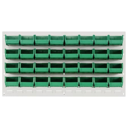 Quantum Storage Systems 36X19 HC LOUVERED PANEL W/32 BINS GREEN QLP-3619HC-220-32GN