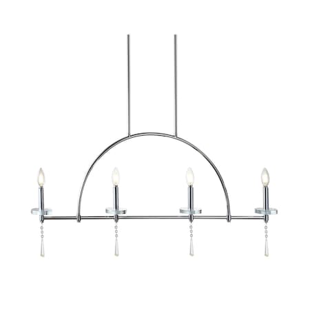 Jonathan Y Doris 41" 4-light Linear Metal/Crystal LED Pendant, Chrome JYL7401A