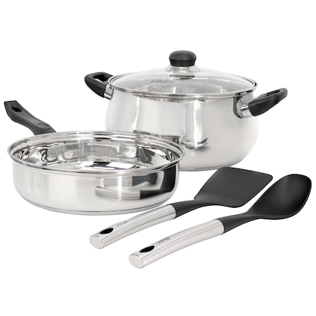 Oster Rametto 5 Piece Belly Shaped Stainless Steel Cookware Set in Silver 141109.05