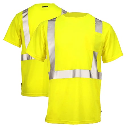 Dome75 Short Sleeve Safety Shirt, ANSI/ISEA 107-2020 Class 2, Polyester, HiVis Yellow, 5X DSS1421