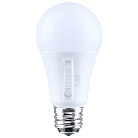 Satco 13.5/10/5 Watt LED A19 3 Way Lamp 27K/3K/35K/4K/5K CCT Lumens Medium Double Contact Base 120 Volt S14404