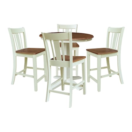Whitewood Industries Rectangular Extension Dining Table W/ 4 Counter Height Stools, 36 in W, 36.1 in L, 48 in H, 5 K79-36RXT-23-S102-4