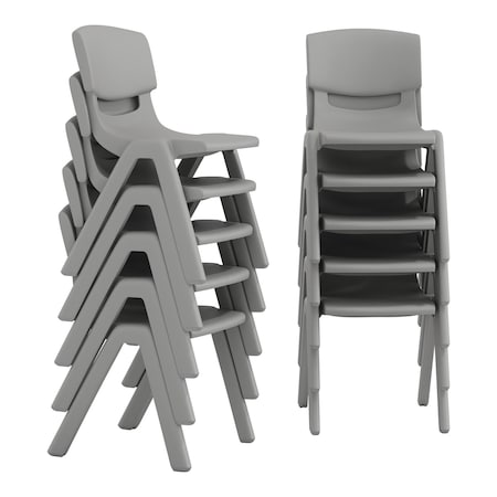 Flash Furniture Plastic Stacking School Chairs with 12 in Seat Height in Soft Gray, 10PK 10-YU-YCX-001-SFTGY-GG