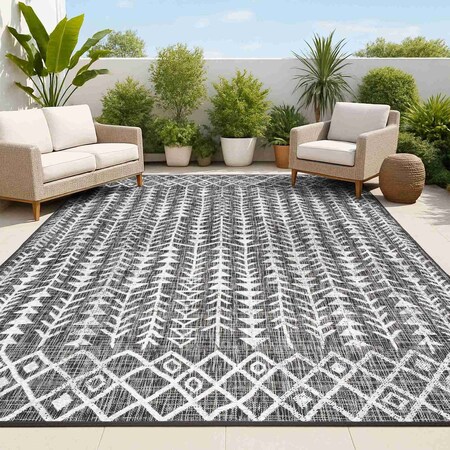 Jonathan Y Tokay Bohemian Geometric Black/Ivory 4 ft. x 6 ft. Indoor/Outdoor Area Rug SMB132E-4