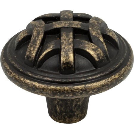 Designperfect 1-1/4 Diameter Round Cabinet Knob, Weathered Brass, 10PK DPA10L68KWB