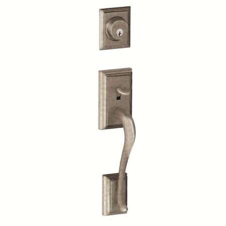 Schlage Residential Addison Exterior Active Handleset Only with C Keyway Distressed Nickel Finish F58ADD621