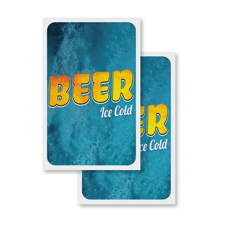 Signmission Beer Ice Cold, Vinyl Decals Only 24 Inch x 36 Inch, Vinyl Decal, 2PK DSB-2436-2PACK-30349