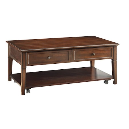 Homeroots 48" Brown Wood Lift Top Coffee Table With Shelf 490497