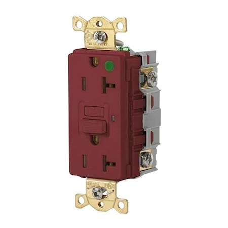 Hubbell Wiring Device-Kellems GFCI Receptacle, 20A, 125VAC, 5-20R, Red GFR83R