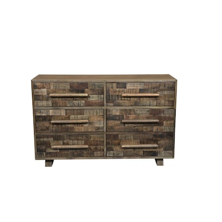 Homeroots 57" Brown Solid Wood Six Drawer Dresser 661219