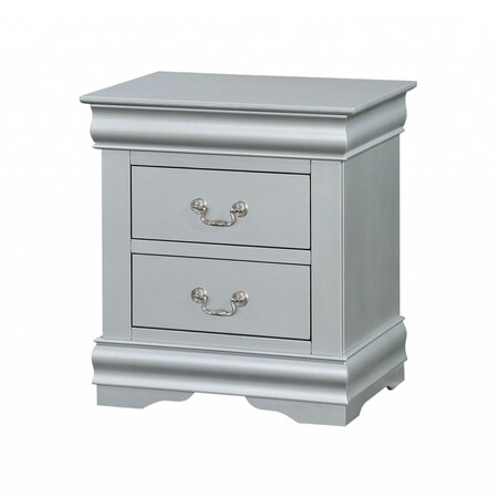 Homeroots 24" Platinum Two Drawers Nightstand 347103
