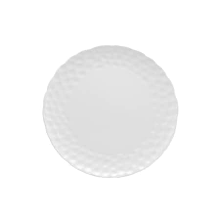 Homeroots White Six Piece Round Pebbled Porcelain Service For Six Dinner Plate Set 483507