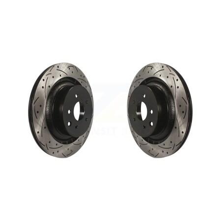 Ds-One Rear Coated Drilled Slotted Disc Brake Rotors Pair For INFINITI G37 Nissan 370Z Q60 Z KD-100166