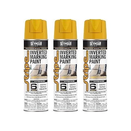 Seymour Midwest Stripe 6-Series Inverted Ground Marking Paint, Utility Yellow net 17oz., 3PK 20678-3
