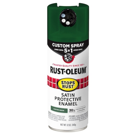 Rust-Oleum Spray Paint, Canyon Green, Satin, Solvent, 12 oz 380420