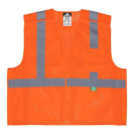 Mcr Safety Recycled Mesh Vest, 5 Pt Break, Cl 2, XL RXCL2MOXL