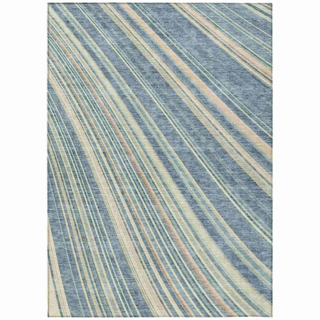 Homeroots 8' X 10' Sky Blue Beige And Tan Striped Washable Indoor Outdoor Area Rug 615010