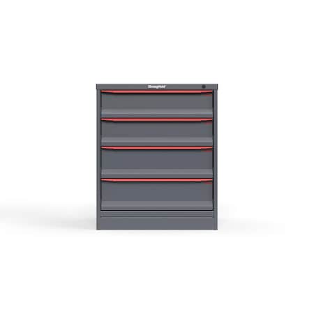 Strong Hold 4 drawer cabinet - (2x 6ft, 2x 7ft) - Red accents - Keyed Alike S3036-PPAAS-0401DS