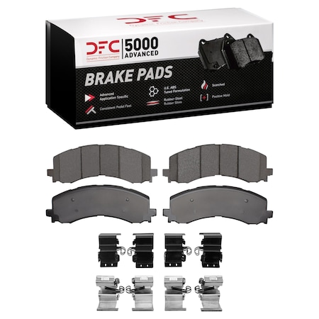 Dynamic Friction Co DFC 5000 Advanced Brake Pads - Ceramic and Hardware Kit 1551-2382-01