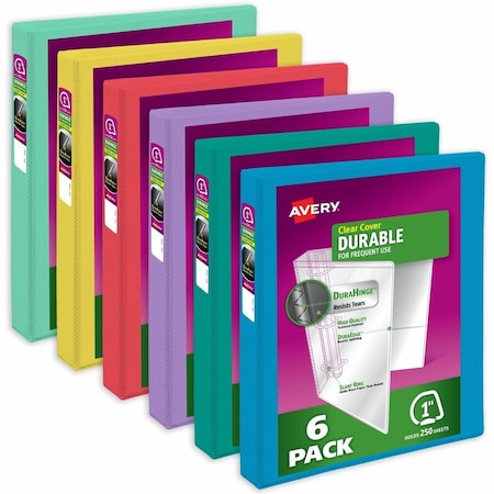 Avery Binder, Assorted Bright Color, Durable, PK6 05631