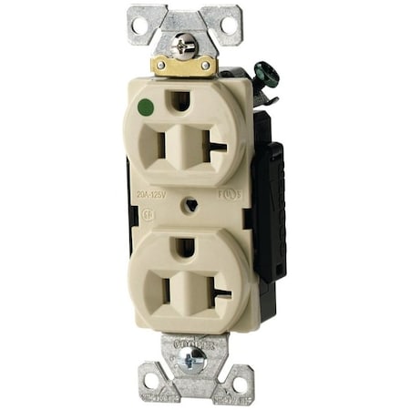 Eaton Wiring Devices Straight Blade Receptacle, 5-20R, 20 A, 125V AC, 2 Pole, 3 Wire, Flush Mount, Grounded AH8300V