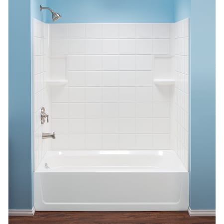Mustee Topaz 60'' L.x59'' Hx30''D. 3-Piece Alcove Tub Wall Kit in Wht 670WHT
