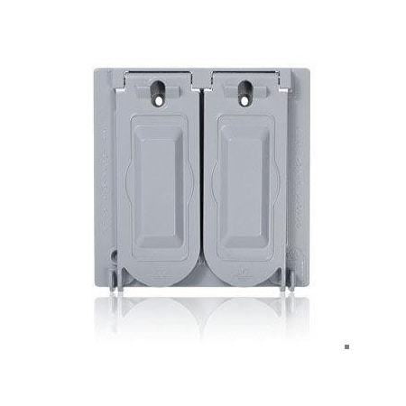Leviton Weatherproof Cover, Weatherproof Boxes Box Type, 2 Gang, Aluminum, Duplex Receptacle Cover Type WM2V-GY
