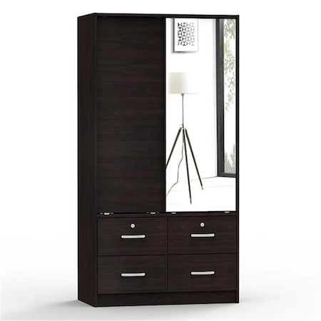 Better Home Sarah Double Sliding Door Armoire with Mirror, Tobacco W44-M-TOB