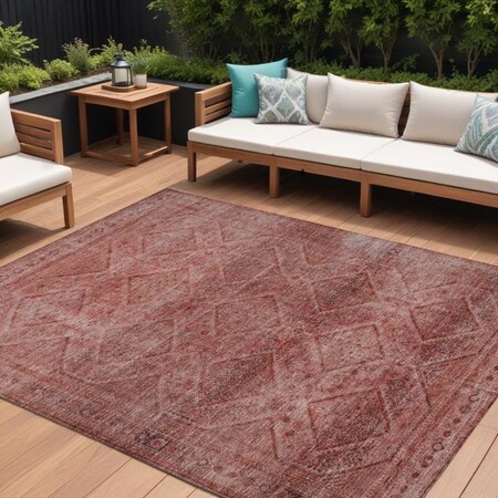 Homeroots 10' X 14' Pink And Ivory Geometric Washable Indoor Outdoor Area Rug 630512