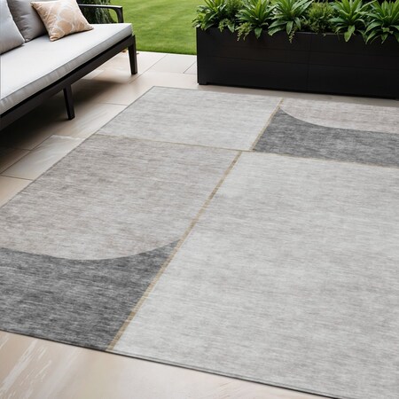 Homeroots 5' X 8' Taupe Beige And Gray Abstract Washable Indoor Outdoor Area Rug 582909