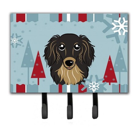 Carolines Treasures Winter Holiday Longhair Black And Tan Dachshund Leash and Key Holder BB1709TH68