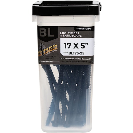 Big Timber No, 17 x 5'' Hex Head Black Structure Screw, 25 Ct. BL175-25