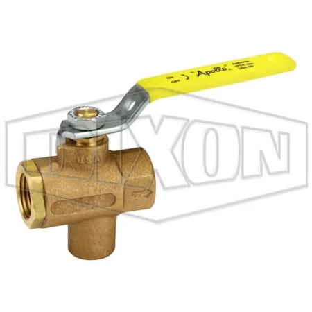 Dixon Ball Valve with NPT Tap, 1/2 in Nominal, FNPT End Style, Brass Body, Full Port, Domestic BBV50VT