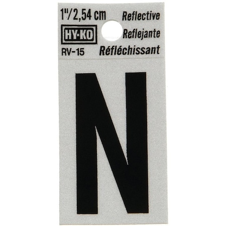 Hy-Ko Letter House N 1In Refl Blk RV-15/N