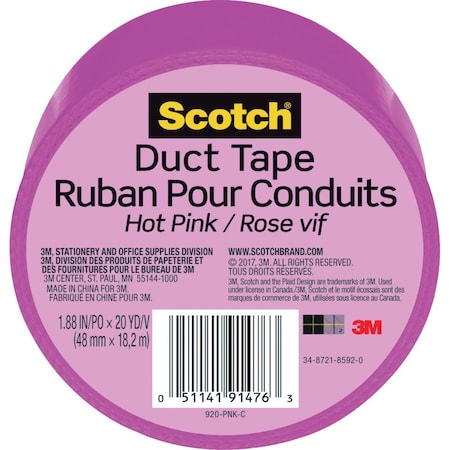 3M Scotch Duct Adhesive Sealing Tape, Hot Pink, 1.88" x 20yd, 6PK 7100166668