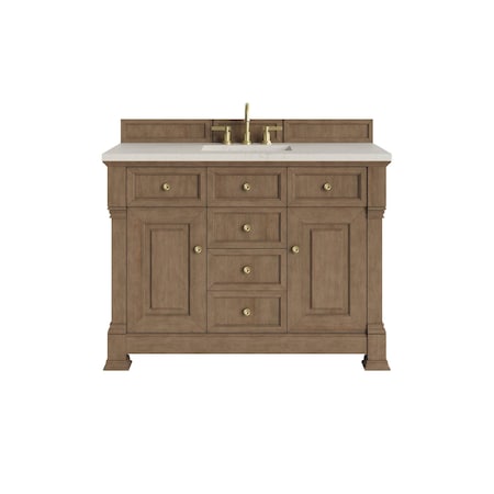 James Martin Vanities Brookfield 48" Single Vanity, Pecan, w/ 3 CM Siberian Silestone Top w/FreePower Wireless Charger 547-V48-PCN-FSFR