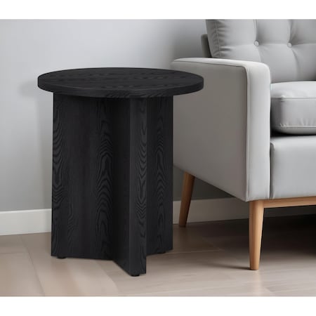 Homeroots 22" Black Wood Round End Table 544243