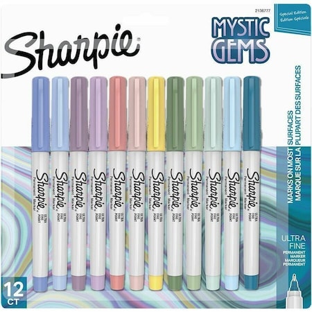 Sharpie Permanent Markers, Ultra Fine Point, Mystic Gem Colors, 12PK 2136777
