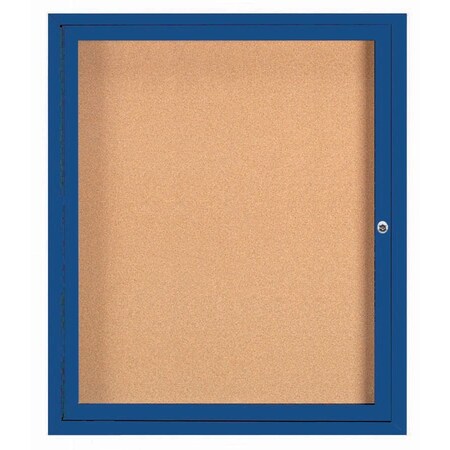Aarco Illuminated Enclosed Bulletin Board w/ Blue Powder Coated Al Frame, 36''Hx30''W DCC3630RIB
