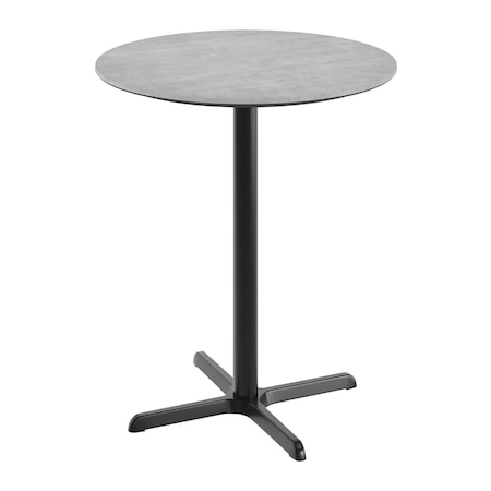 Flash Furniture 36" Round Tabletop, Seamless Surface Technology, Gray Faux Concrete, 30"x30" Black Bar Height X-Base ST-RD36-CMGY-T3030B-GG