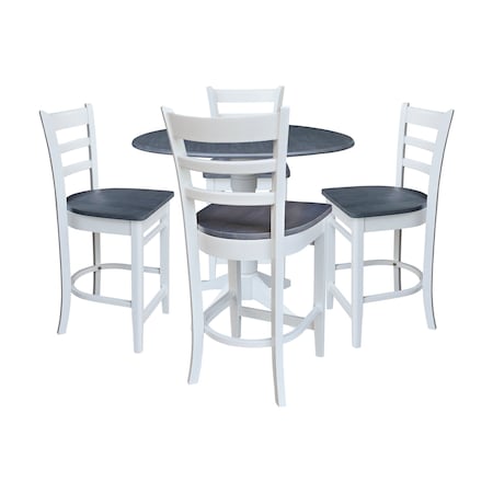 Whitewood Industries Extension Dining Tables, 45 in L, 38 in H, Parawood, 5 Piece Set K05-42DPT-27-S61724