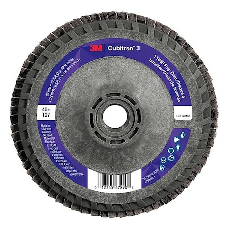 3M Cubitron Abrasive Flap Disc, Coated, Polyester, PK10 7100380178