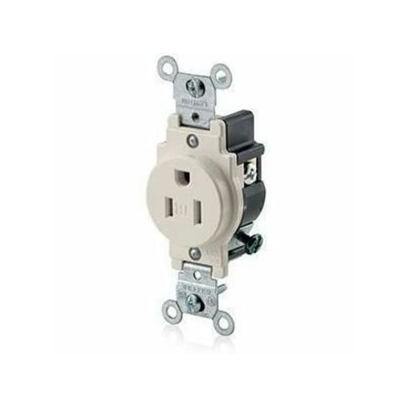 Leviton Plugs&Rcptcls, 15A, 125VAC, Almnd, Nylon T5015-T