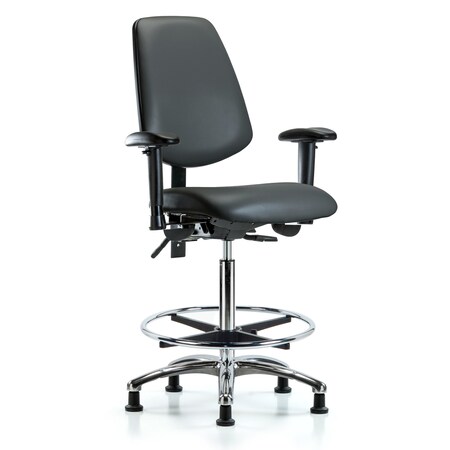 Blue Ridge Ergonomics Vinyl Chair, Vinyl, Adjustable Arms BR-VHBCH-MB-CR-T0-A1-CF-RG-8823