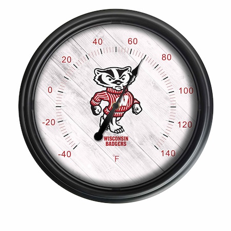 Holland Bar Stool Co University of Wisconsin (Badger) Indoor/Outdoor LED Thermometer ODThrm14BK-08WI-Bdg
