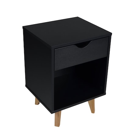 Homeroots 22" Black One Drawer Nightstand 489237